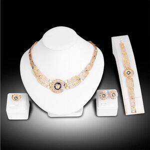 4-Piece Gold Classic Roman Embellished Jewelry Set NEW